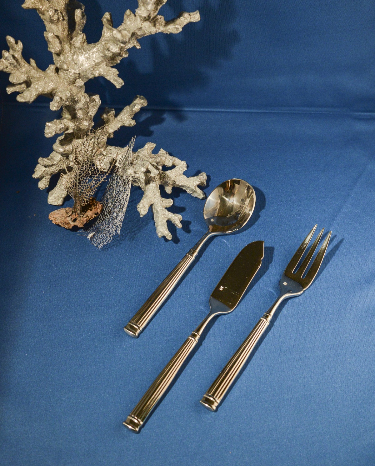 Cutlery Grecian Fish Fork, Fish Knife, Soup Spoon, in China & Cutlery at  Ellco Rentals