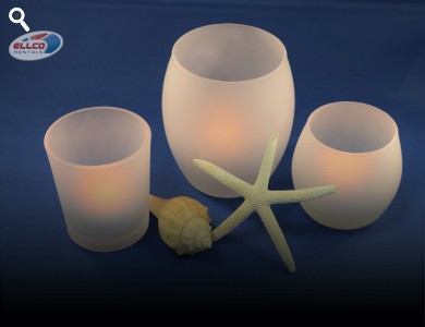 Frosted Glass Hurricane Votive Candle Holders 2.38"h, 2.7"h, 3.5"h,